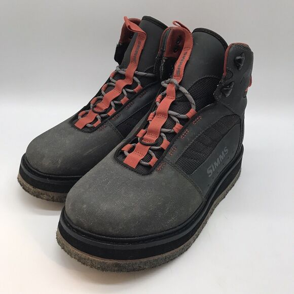 Simms Tributary Wading Boots Men's 8 Brown 12mm Felt Sole Lace Up Fishing Shoes - Picture 3 of 15